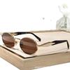 Trendy Retro Round Sunglasses with European & American Style Metal Triangle Logo for Men and Women