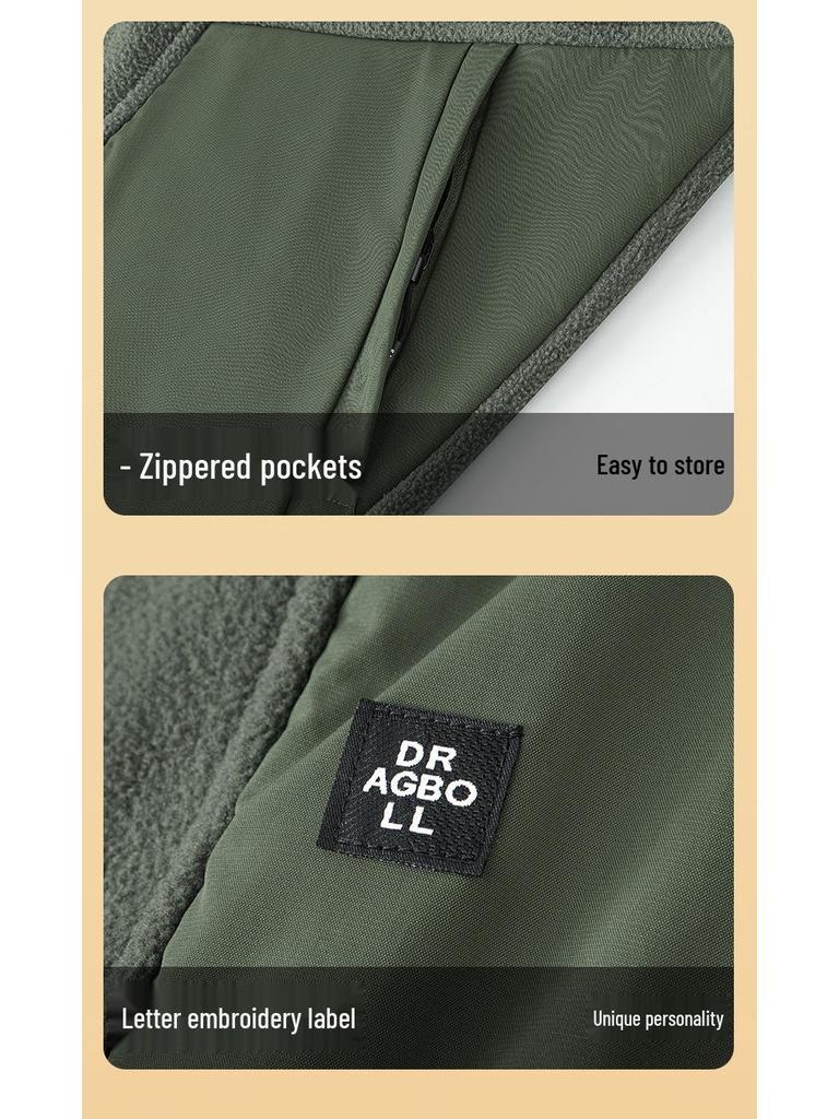 Men's Thickened Fleece Vest, Stand Collar, Double-Sided, Sleeveless Winter Warm Gilet