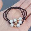 Korean-Style Handmade Three-Strand Pearl Elastic Hair Tie