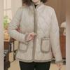 Stylish Women's Winter Cotton Jacket with Velvet Lining - Warm Casual Outerwear for Middle-Aged and Elderly