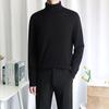 Men's Slim Fit Black Knit High-Neck Sweater - Autumn/Winter Korean Style Base Layer