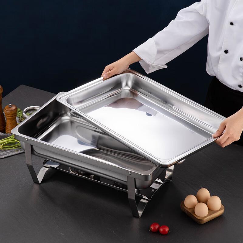 ZISIZ Stainless Steel Square Alcohol Stove Food Warmer