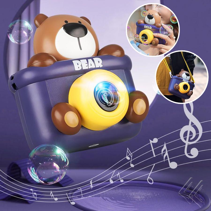 Cute Porous Electric Bear Bubble machine Kid Toy Automatic Soap Blower with Lights Music Summer Outdoor Party Games toys