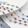 Stainless Steel Bracelets Round Evil Eye Enamel Jewelry Silver Hand Turkish Jewelry Bangle Boho Women Bracelet 19.5cm Long