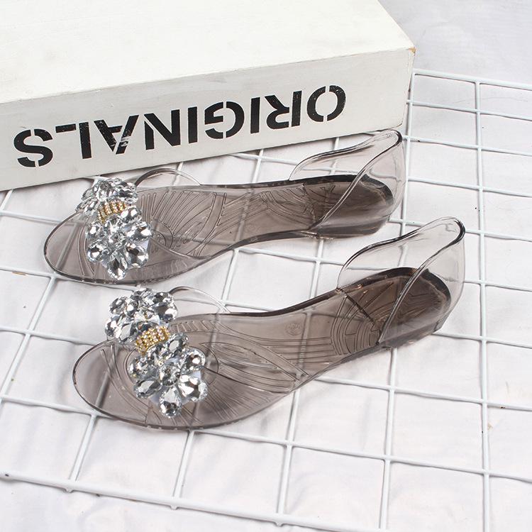 Yuzhihao Summer Transparent Sandals with Metal Buckle  Butterfly Design for Women 37