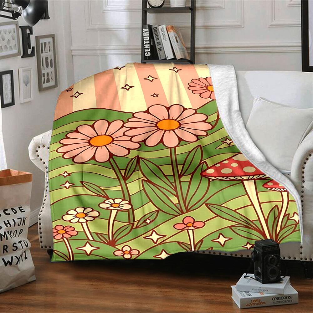 1pc Flower Fantasy Lightweight Flannel Blanket, Comfortable and Warm Blanket, for Office and Camping Sofa Bed, Livingroom166