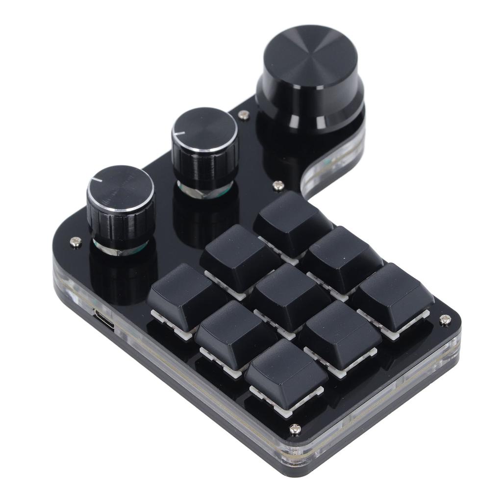 USB Mini Macro Mechanical Gaming Keyboard Programmable 9 Keys 3 Knobs Red Switch RGB LED Onboard