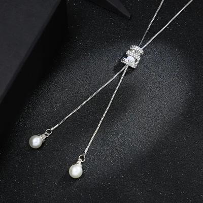 Justerbart Långt Hängsmyckeshalsband med Förlängningskedja Minimalistiskt Legeringssmycke för Kvinnor Elegant Lagerplagg för Tröjor Klänningar