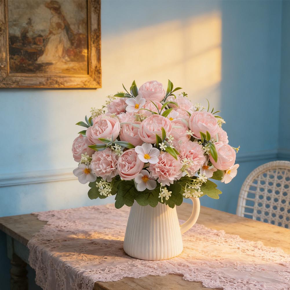 For Forest-Style Artificial Peony Bouquet for Bridesmaids and Photographers Requiring Consistent Floral Appearance Events
