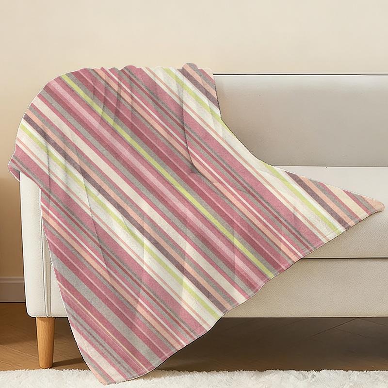 Lightweight Striped Flannel Blanket Soft, Cozy Warm Throw for Home Relax, Ideal for Halloween & Christmas