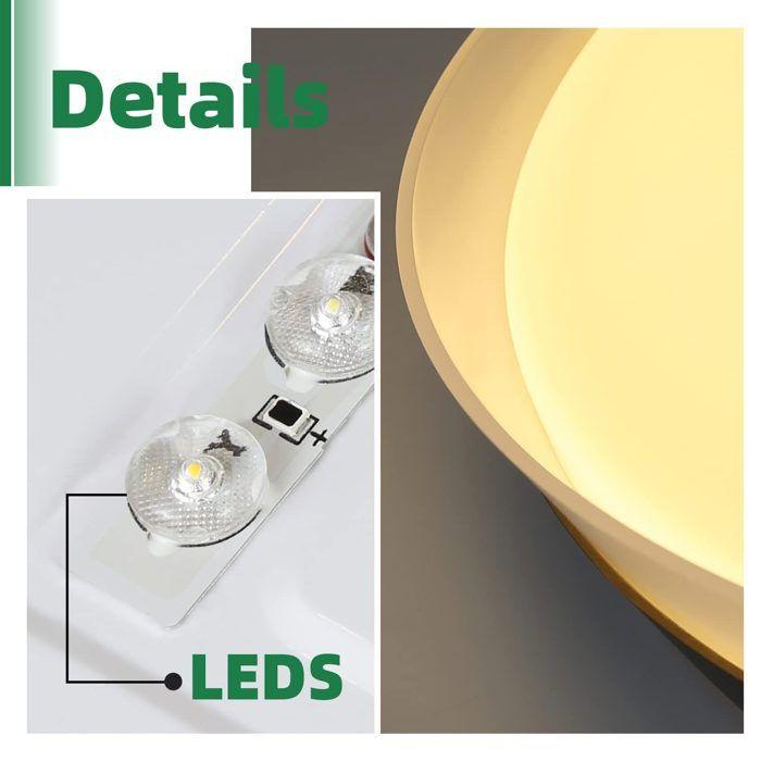 Plafonnier LED - NETTLIFE - 36W - Variateur & télécommande - Noir - Ø42 cm