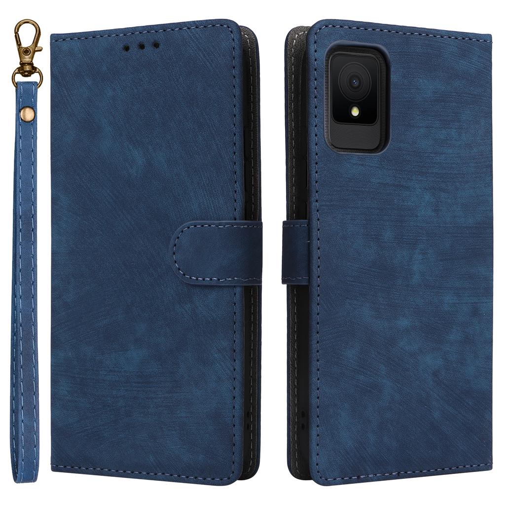 For TCL 502 Case RFID Blocking Drop-proof Wallet Phone Cover with Handy Strap