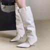 Designer Sexy Patent Leather Woman Knee-High Boots Thin Heels Long Booties Belt Buckle Strap Stripper Shoes