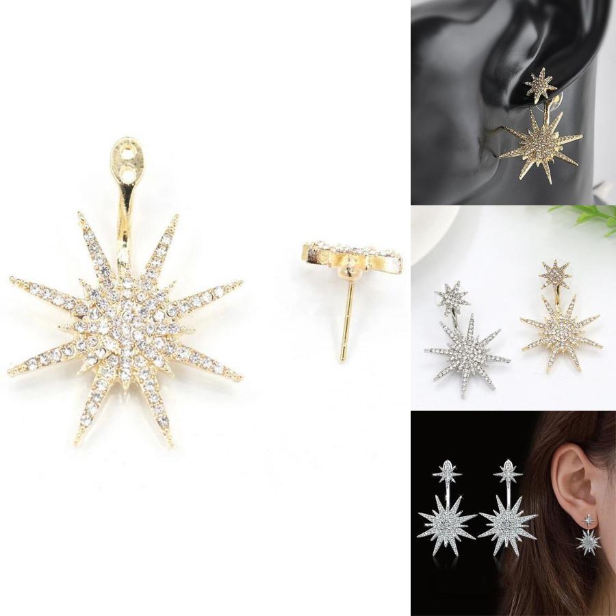 Stylish Korean Style Star Earrings Sparkling Silver Plated Studs For Women