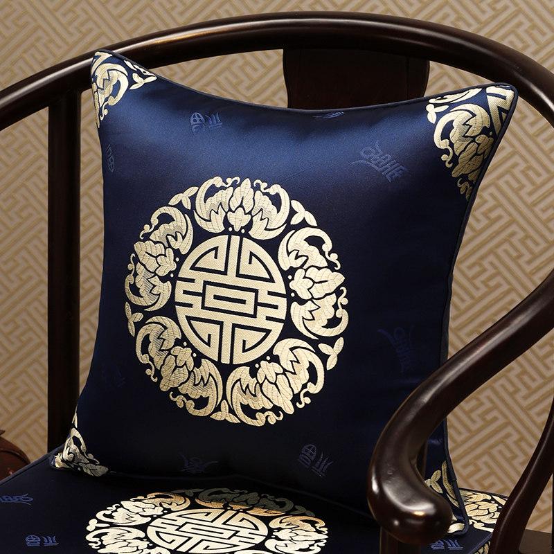 Chinese-Style Jacquard Square Pillow Cover Embroidered Lumbar Pillow Case Sofa Large Backrest Cover Hotel Office Home Decor