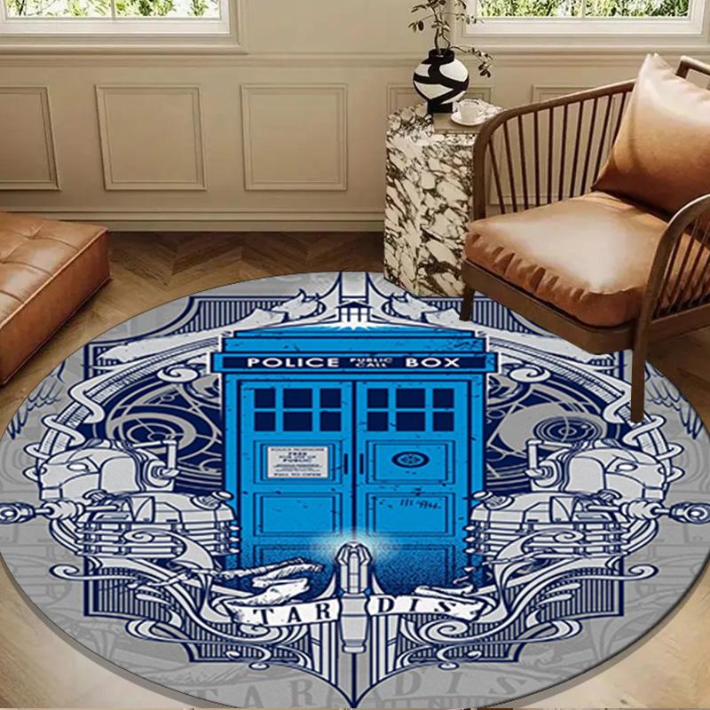 telephone booth Round Rug for Livingroom,Bedroom, Palyroom, Chair Rug, Area rug, Circle Carpet, Large Size Fan Christmas gift