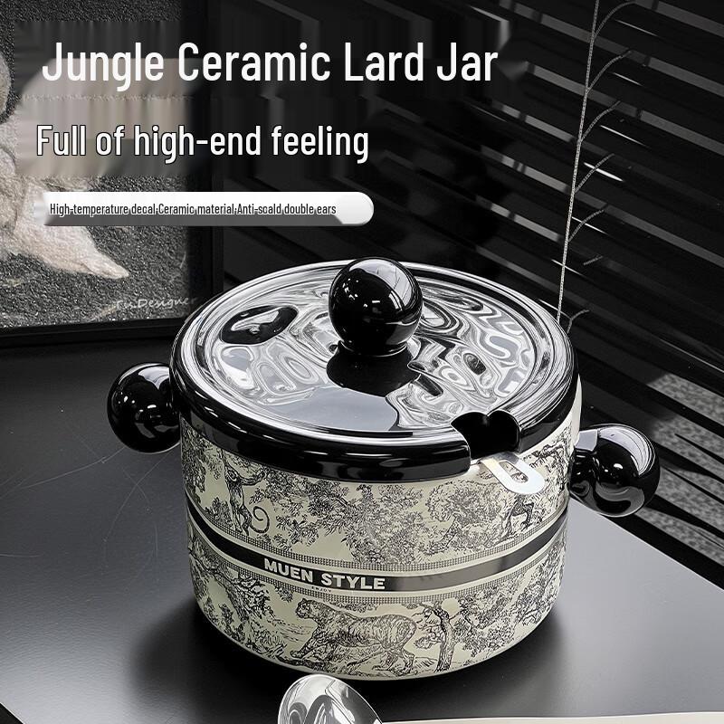 Naijiang Ceramic Lard Storage Jar with Lid