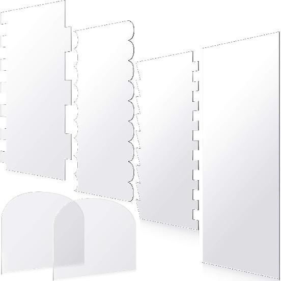 Patelai 6 Pieces Acrylic Cake Scraper Smoother Clear Cake Decorating Combs for Icing Frosting Buttercream Clear Smoother Scraper for Mousse Butter