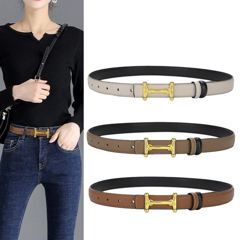 New Women's H-buckle Belt Fashionable with Jeans Suit Decoration for Women's Simple and Versatile Women's Belt
