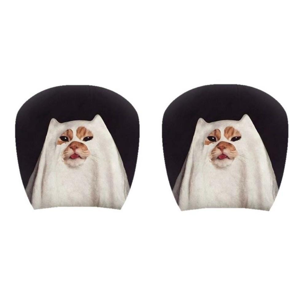 1pair Elastic Fabric Animal Car Pillowcase Universal Fit Flat Print Headrest  Holiday Decor