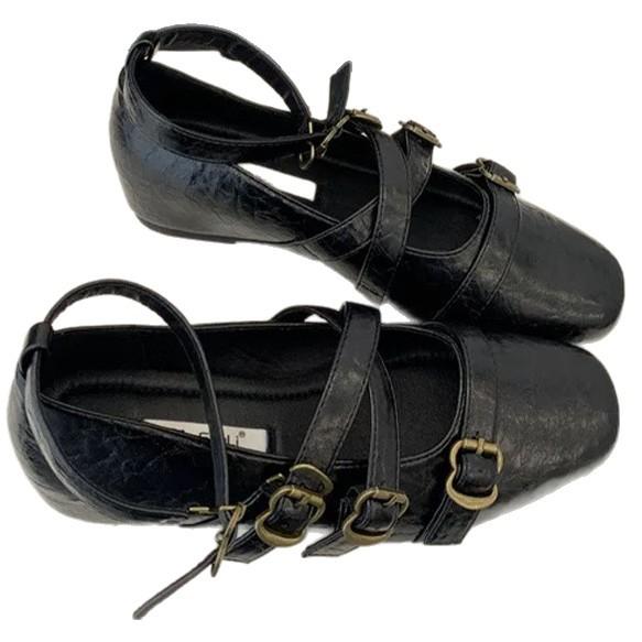 Autumn design cross-strap wedge single shoes women's niche retro small leather shoes shallow mouth inner increase Mary Jane shoes
