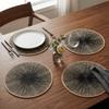 4PCS Bohemia Round  Burlap Macrame Placemats Ray Pattern Dinnerware Mat Jute Tableware Mat  Hotel