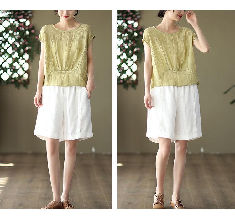 Women's High-Waist Elastic Linen Wide-Leg Shorts – Summer Lightweight, Loose, and All-Match