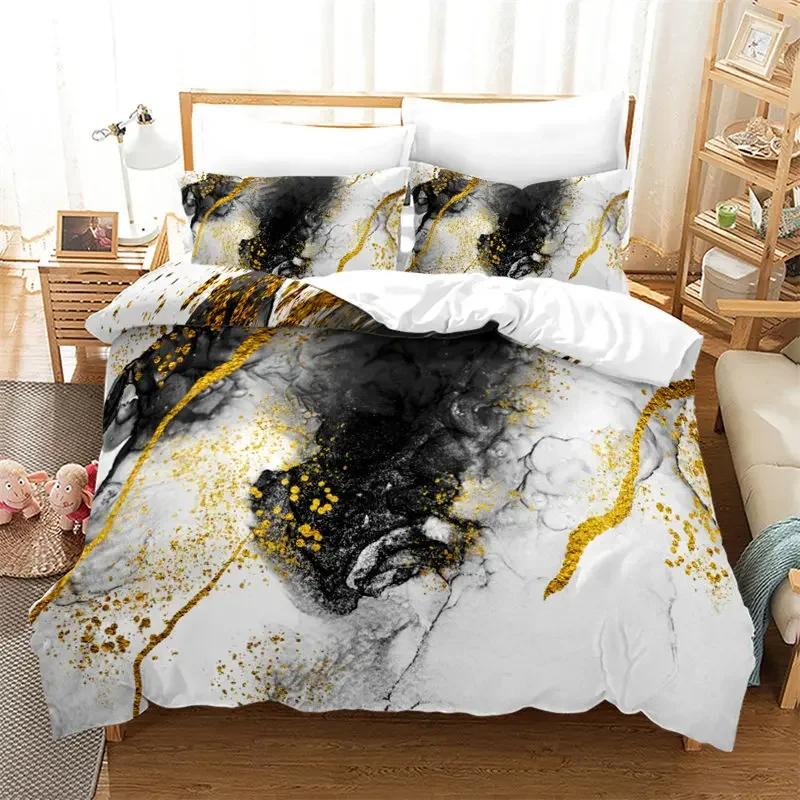 Marmor Påslakanset Geometriskt Sängklädesset Abstrakt Konst Quiltöverdrag King Twin Full Queen För Vuxna Barn Flickor Sovrumsinredning