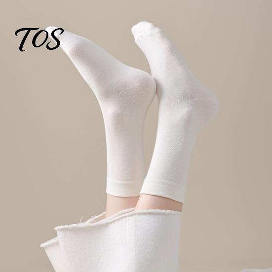 Soft Cotton Crew Socks 5 Pairs Solid Color Set, Moisture Wicking Breathable Warm for Women, Stretch Casual Mid-calf Spring Autum Comfortable Stretchy