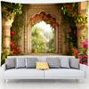 Wall Tapestry with Beach View, Ocean and Palm Tree Art, Tropical Style Design, Bohemian Decoration for Living Room and Bedroom.
