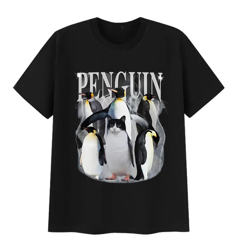 Cute Penguin Funny Meme T Shirt Unisex Women Vintage Fashion High Quality Cotton Tshirts Tops Casual Clothing Short Sleeve Tshirt