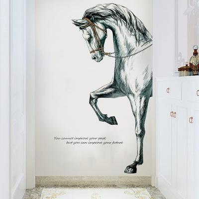 Removable Painted Gray Horse Wall Decals Peel And Stick Wall Stickers Home Decor Living Room Bedroom Decoration