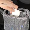 Auto Mülleimer Mülleimer Glitzer Strass Bling Drück Quadratischer Abfalleimer Aufbewahrungsbox Müllgreifer für Fahrzeugorganizer