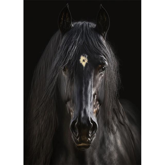 Black And White Wild Horse Wild Animal Prints Poster Canvas Painting Modern Wall Art Picture Living Room Bedroom Home Decoration