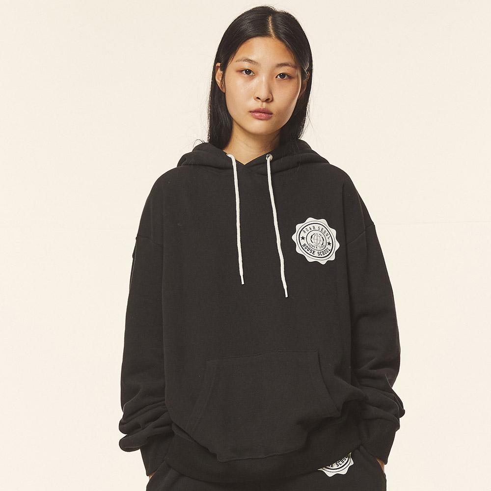 Унисекс Худи из флиса оверсайз с круглым логотипом Odd Dot (черный) Black/M