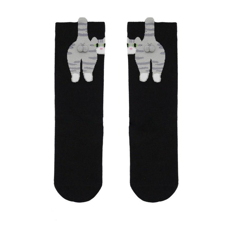 Cute Cat Socks with Balls Cotton Funny Animal Fun Crew Socks Casual Cats Print Cozy Socks