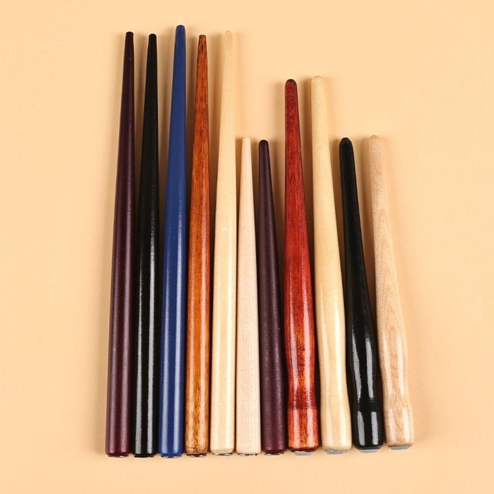 1pcs Wooden Rod Dip Pen Stainless Steel Tip Signature Pen Multi-functional English Pen Students