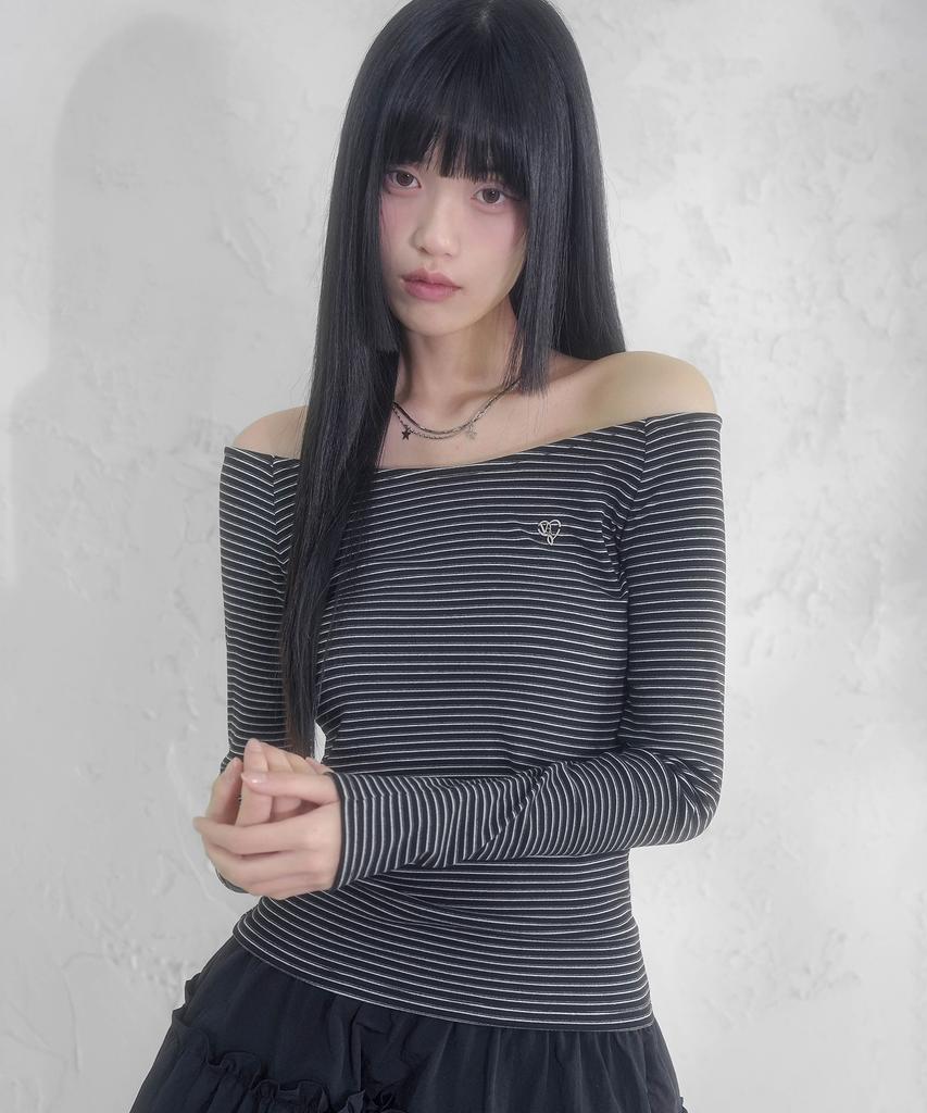VIVACIOUS Se Stripe Boat-Neck Tee_5Colors
