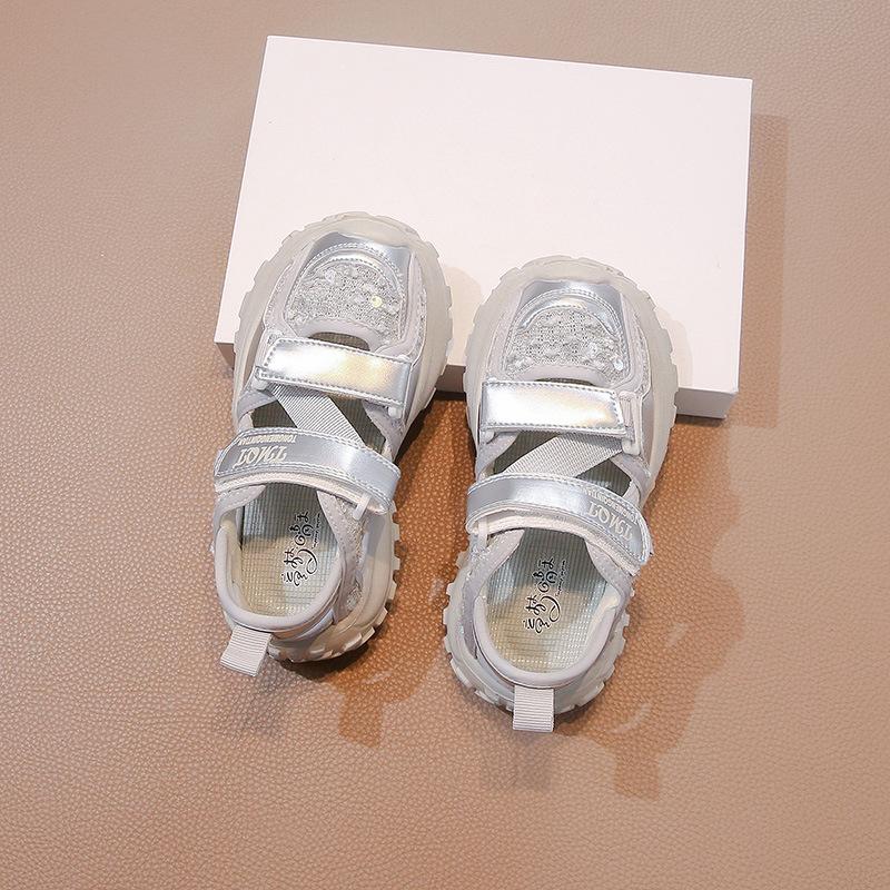 Girls Sandals Summer 2025 New Children's Sports Sandals Bag Head Spring and Autumn Older Children's Net Shoes Girls Beach Shoes