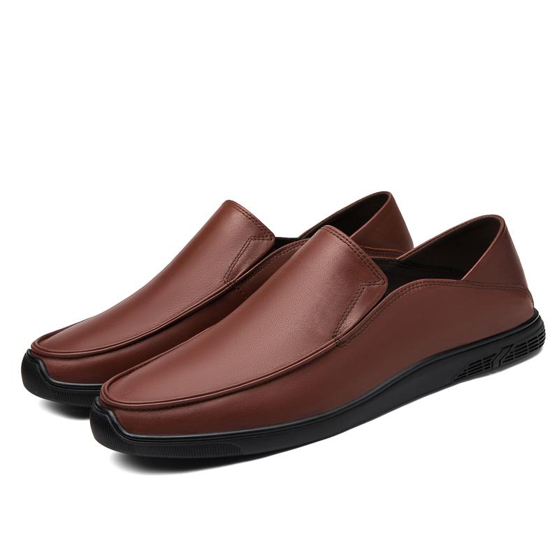 Ekte Skinn Herresko Slip On Loafers Fritidssko i Skinn Komfortable Kvalitets Flats Herresko