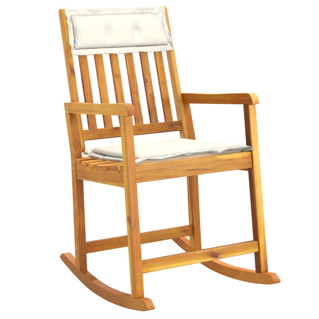 Rocking Chair with Cushions Solid Acacia Wood