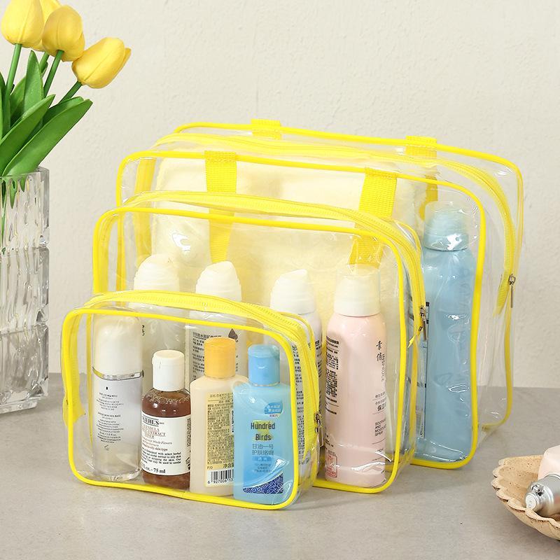 Portable 3-Piece PVC Transparent Cosmetic Bag Set – Large Capacity Waterproof Travel Toiletry Organizer