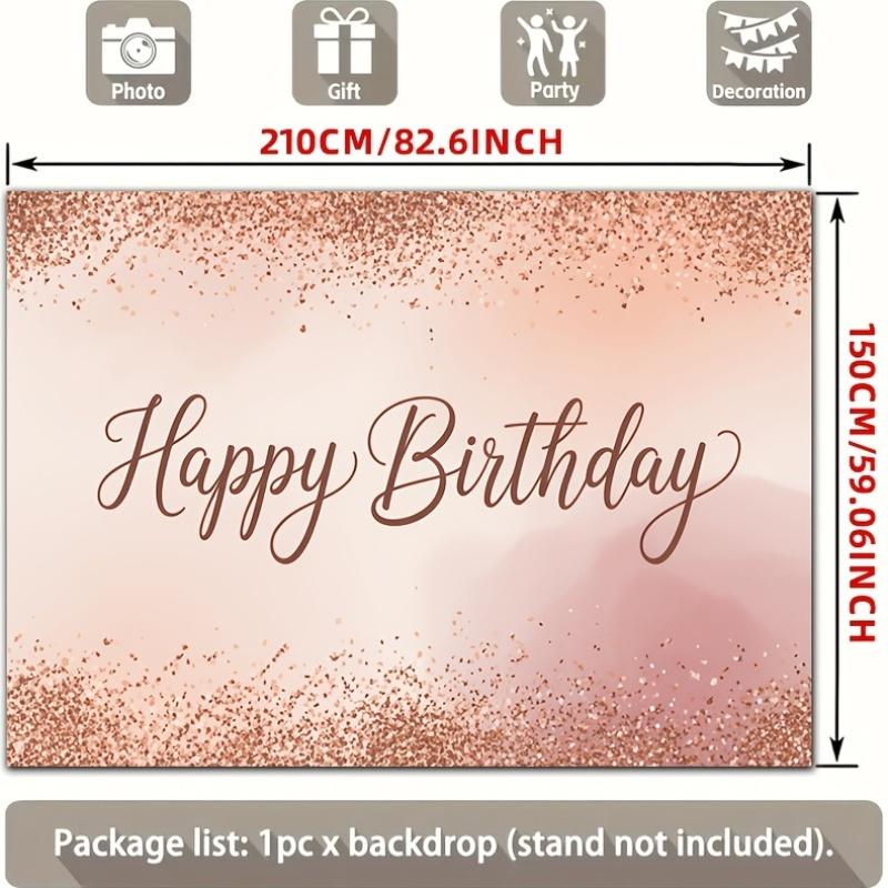 2D plane 1 piece of rose gold glittering font birthday wish message