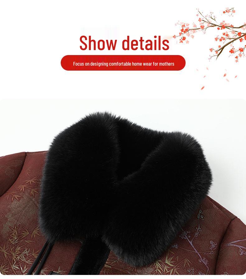 Women's Leather & Fur Winter Coat for Mothers and Seniors - Warm, Thickened Cotton Jacket