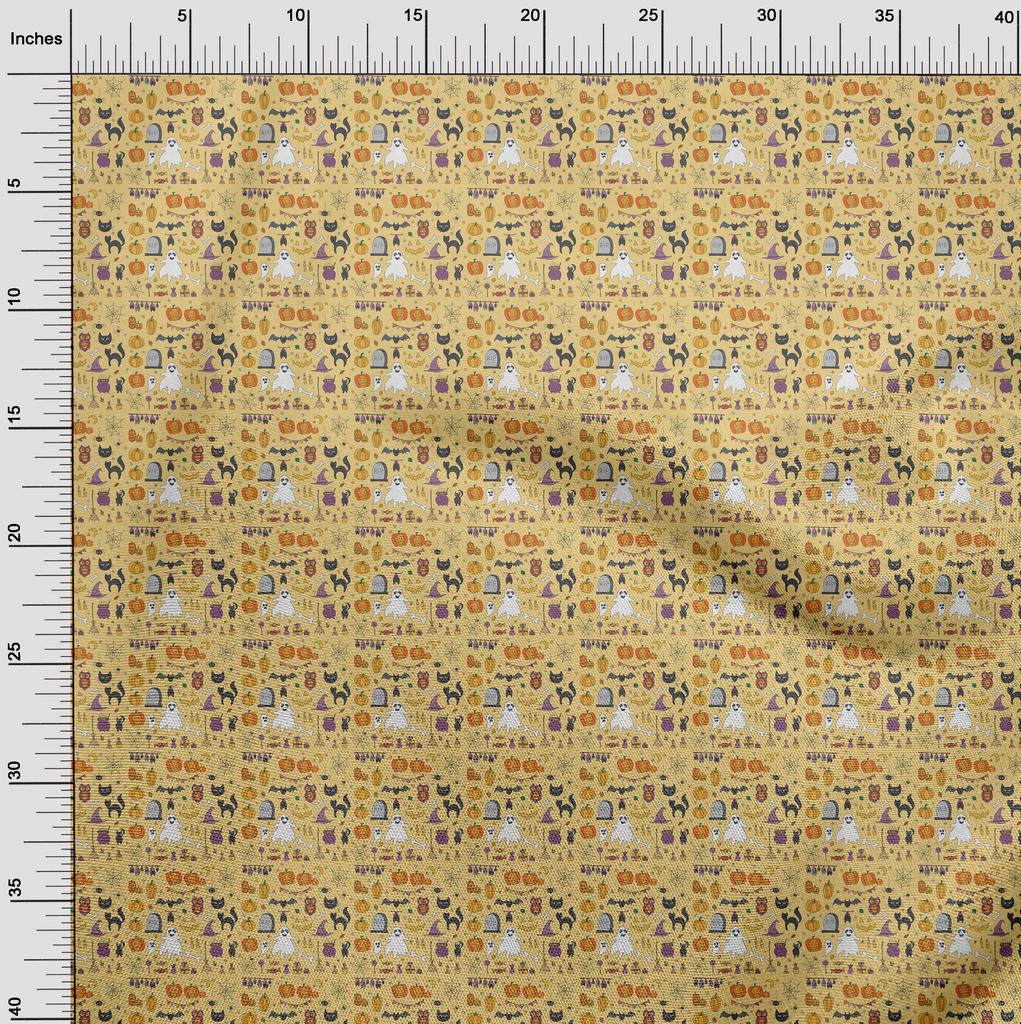 oneOone Cotton Flex Black Fabric Halloween Dress Material Fabric Print Fabric By The Yard 40 Inch