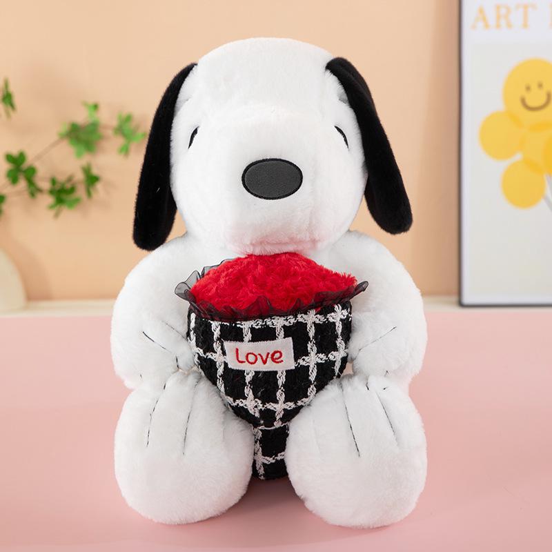 Cuscino Peluche Snoopy Fiore Cuore - Grande Regalo di Compleanno per Bambine