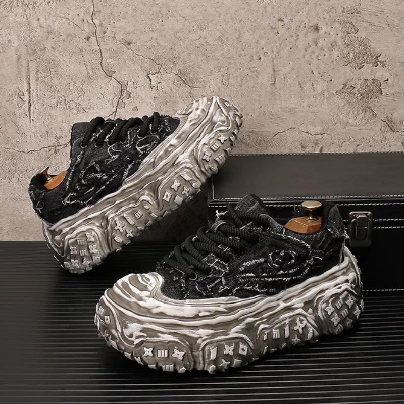 Fashion Trendy men's shoes, breathable canvas casual shoes, men's fashionable and versatile thick-soled height-increasing dad shoes  b27