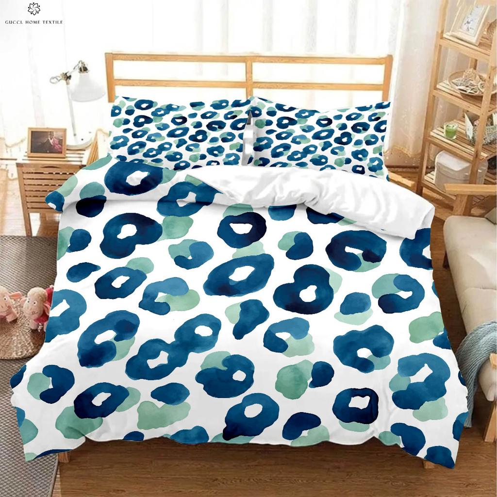 Pink Leopard Black and White Simple Print Duvet Cover 100% Polyester Bedding Set Quilt Cover Pillowcase Three-piece Set