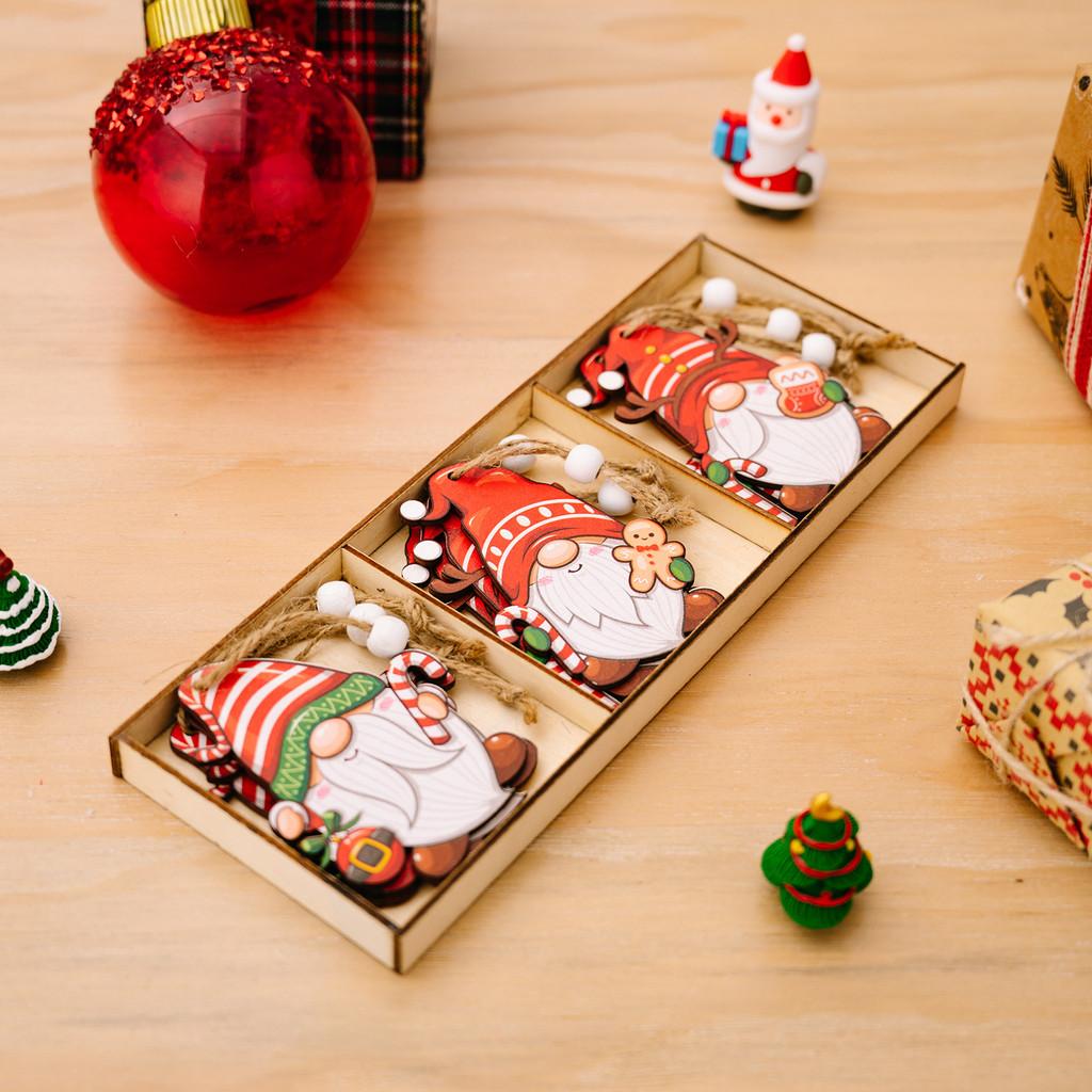 

Christmas Whimsical Wooden Tree Hanging Ornament Box With Designs Colorful Christmas Box A