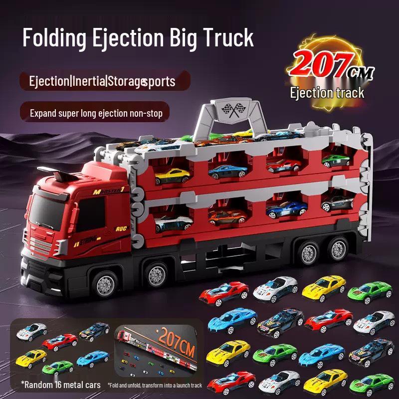 Transforming Toy Truck with Storage and Track, Ejects Small Alloy Cars - Ideal Gift for Kids
